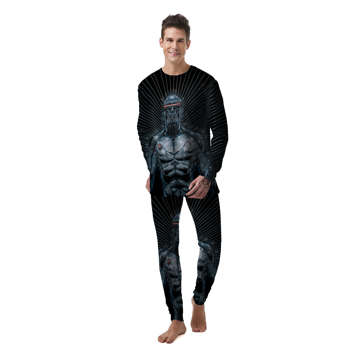 Robot Connection Print Men's Pajamas-grizzshop