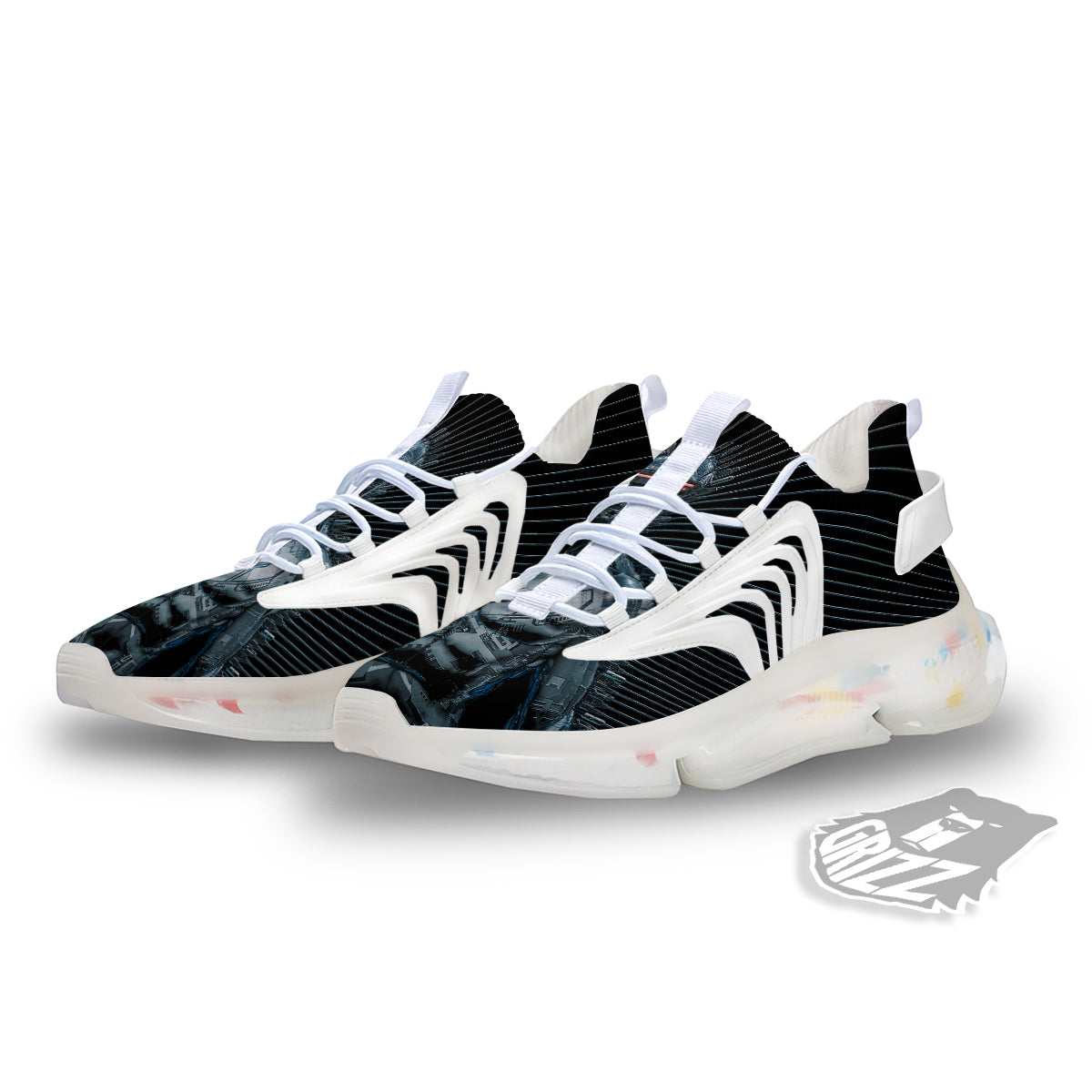 Robot Connection Print White Gym Shoes-grizzshop