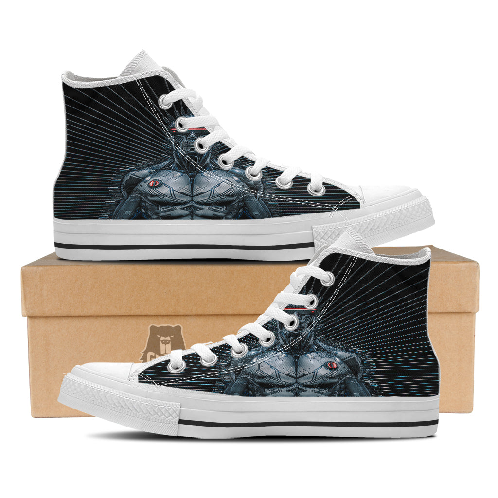 Robot Connection Print White High Top Shoes-grizzshop