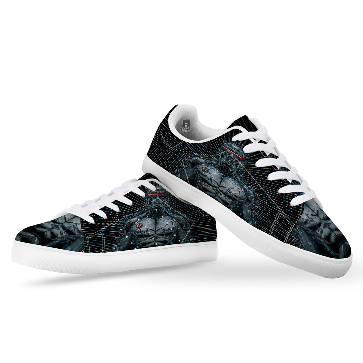 Robot Connection Print White Low Top Sneakers-grizzshop