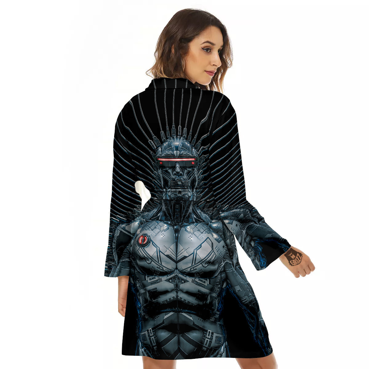 Robot Connection Print Women's Robe-grizzshop