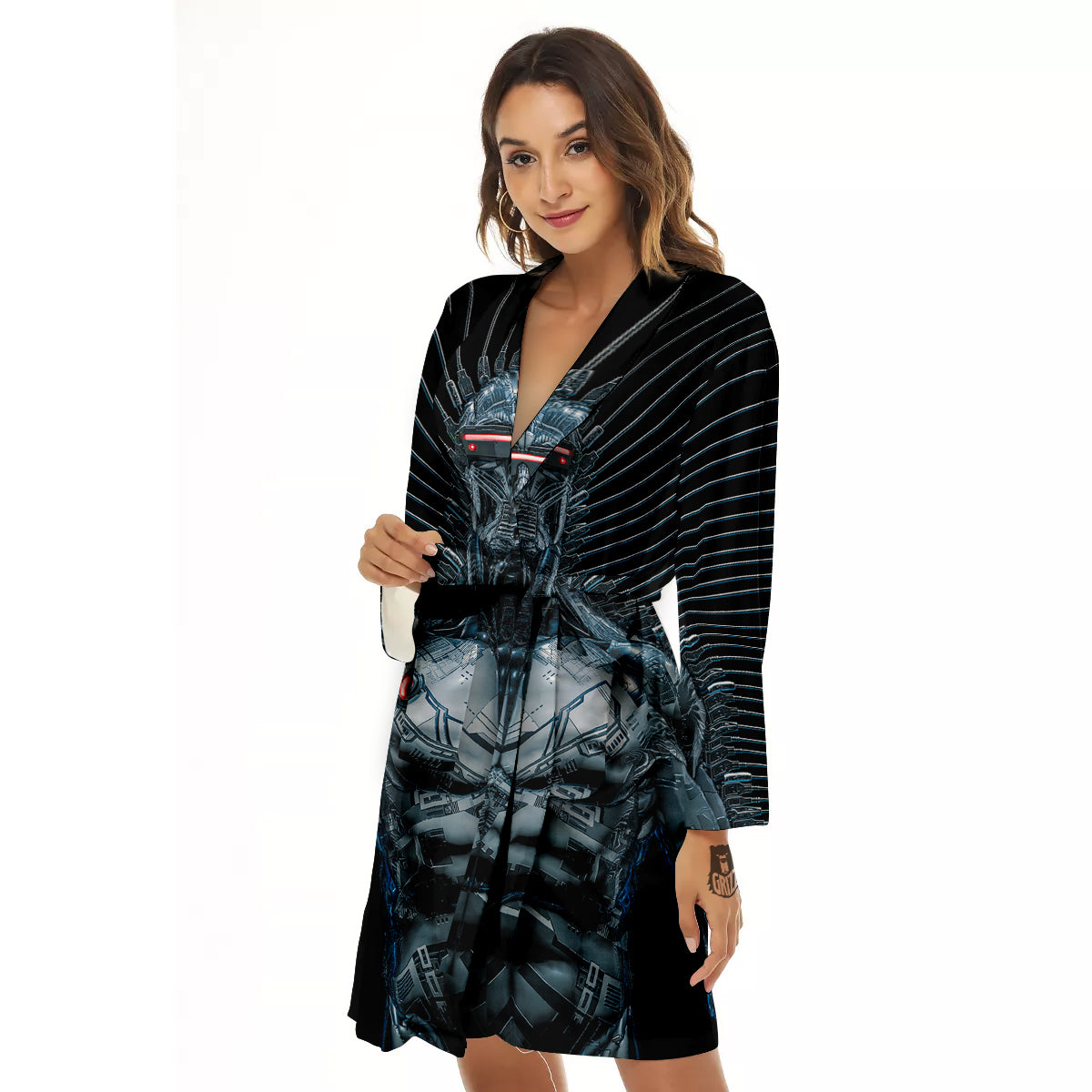 Robot Connection Print Women's Robe-grizzshop