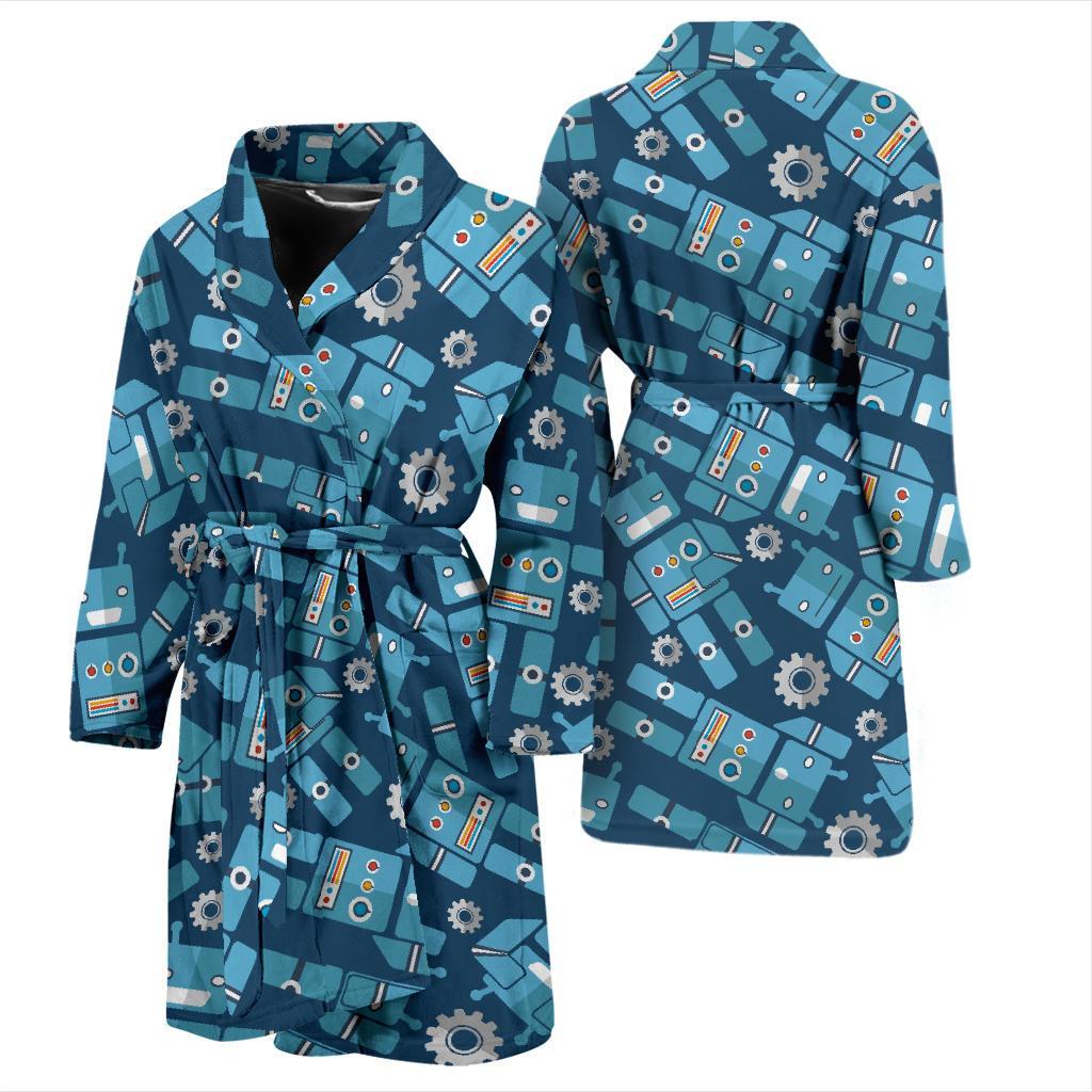 Robot Cyborg Pattern Print Men Long Robe-grizzshop