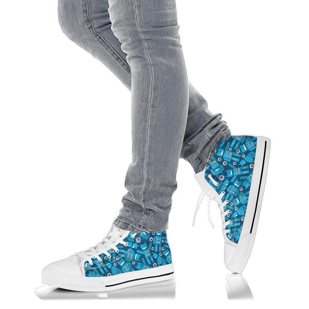 Robot Cyborg Pattern Print Men Women's High Top Shoes-grizzshop