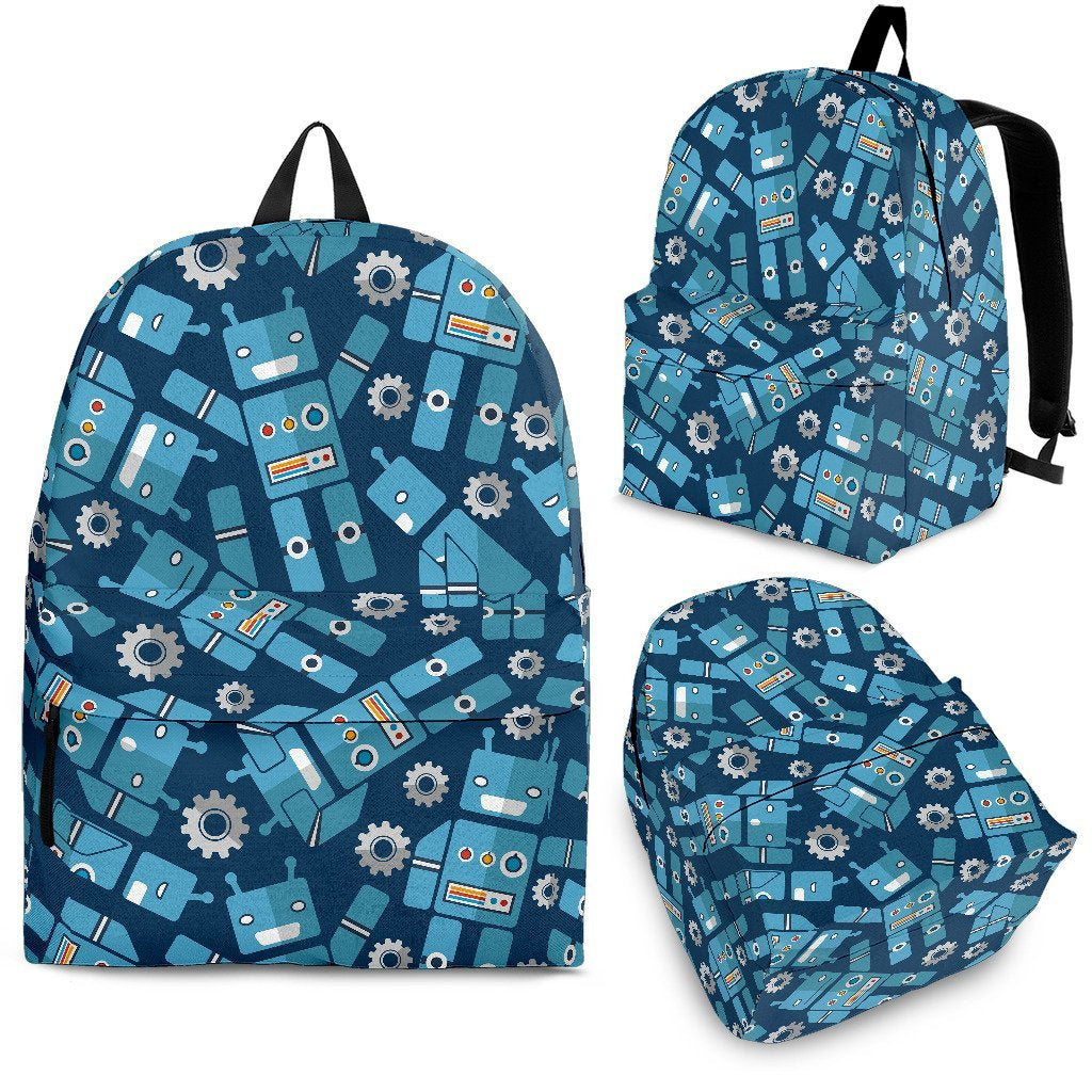 Robot Cyborg Pattern Print Premium Backpack-grizzshop