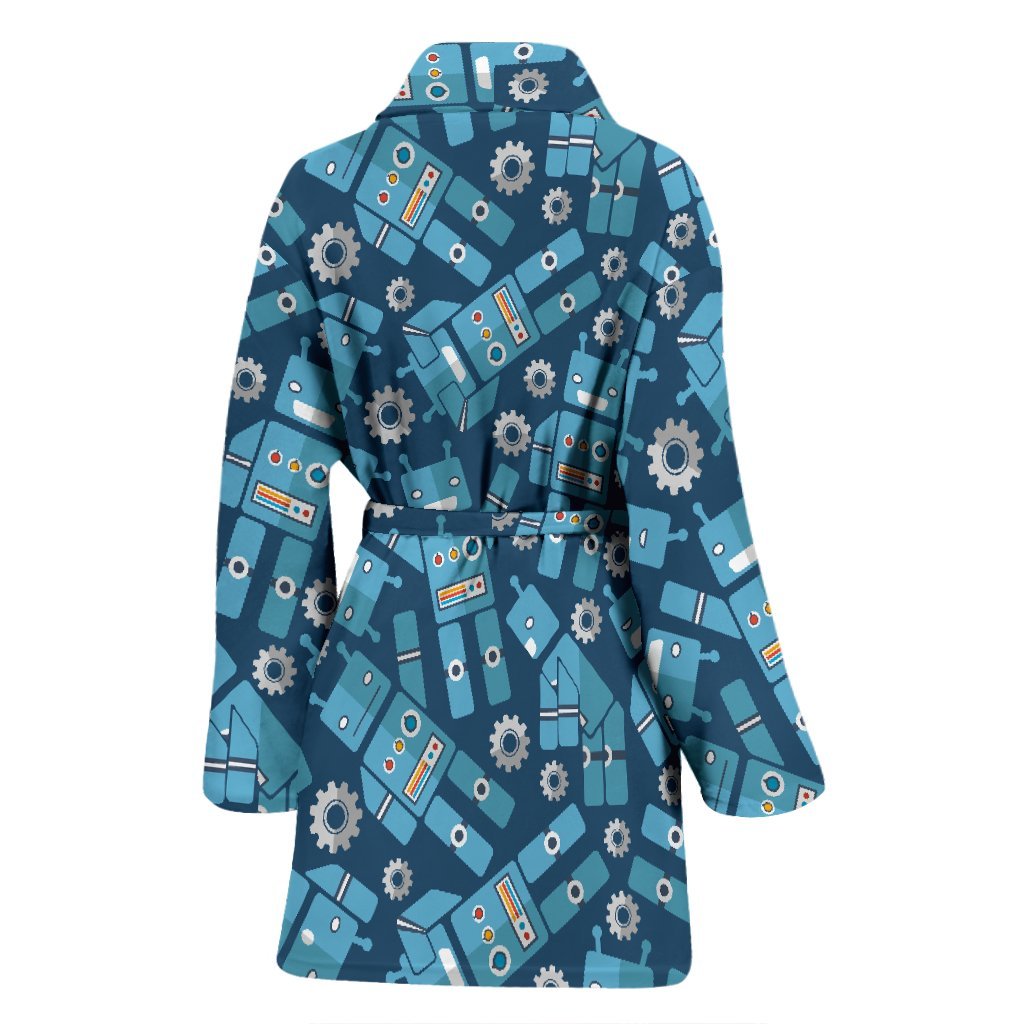 Robot Cyborg Pattern Print Women Long Robe-grizzshop