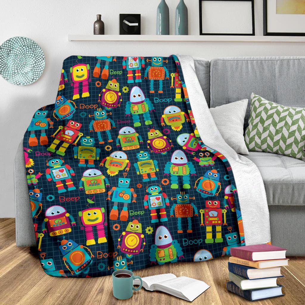 Robot Cyborg Print Pattern Blanket-grizzshop