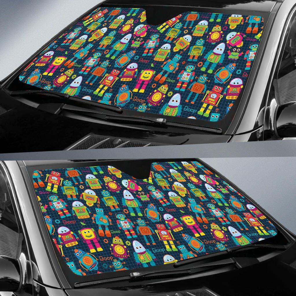 Robot Cyborg Print Pattern Car Sun Shade-grizzshop
