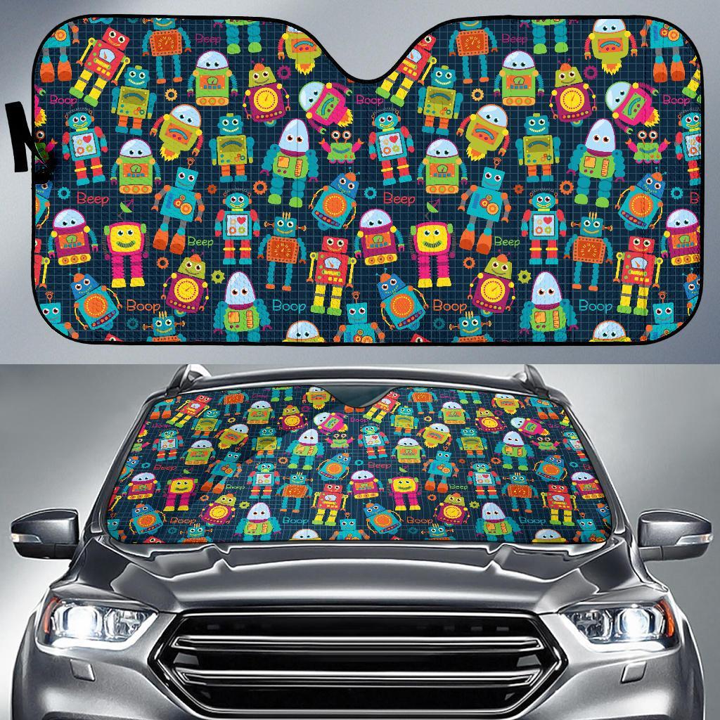 Robot Cyborg Print Pattern Car Sun Shade-grizzshop