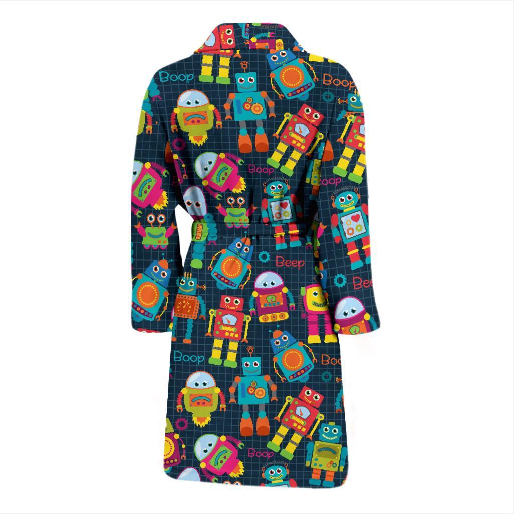 Robot Cyborg Print Pattern Men Long Robe-grizzshop