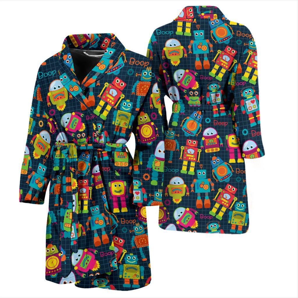 Robot Cyborg Print Pattern Men Long Robe-grizzshop