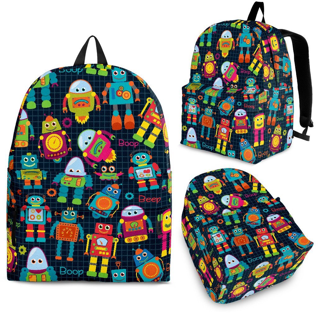 Robot Cyborg Print Pattern Premium Backpack-grizzshop