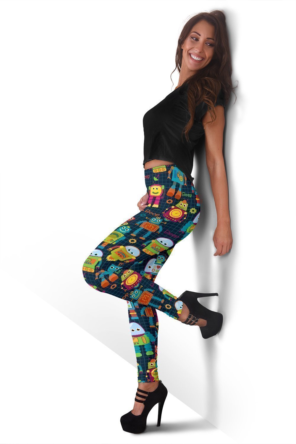 Robot Cyborg Print Pattern Women Leggings-grizzshop