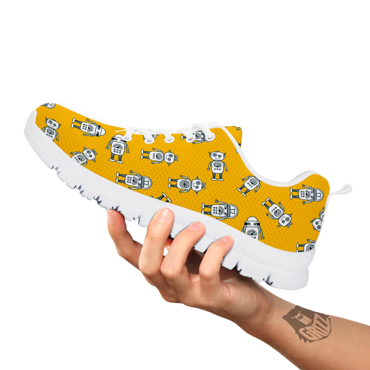 Robot Servant Print Pattern White Sneaker-grizzshop
