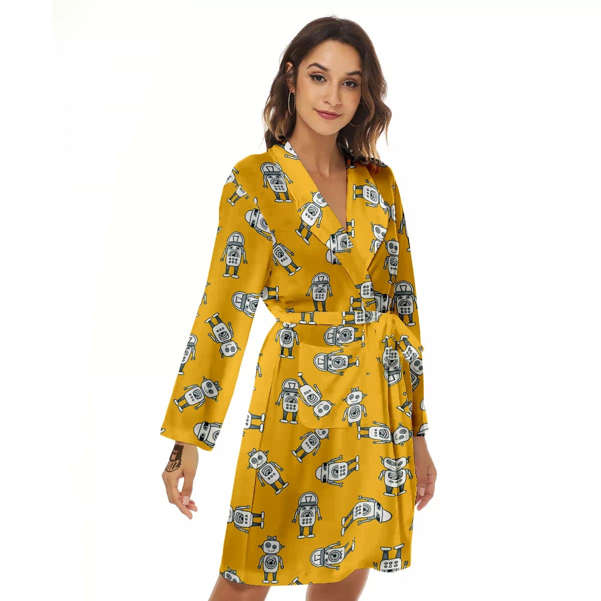 Robot Servant Print Pattern Women's Robe-grizzshop