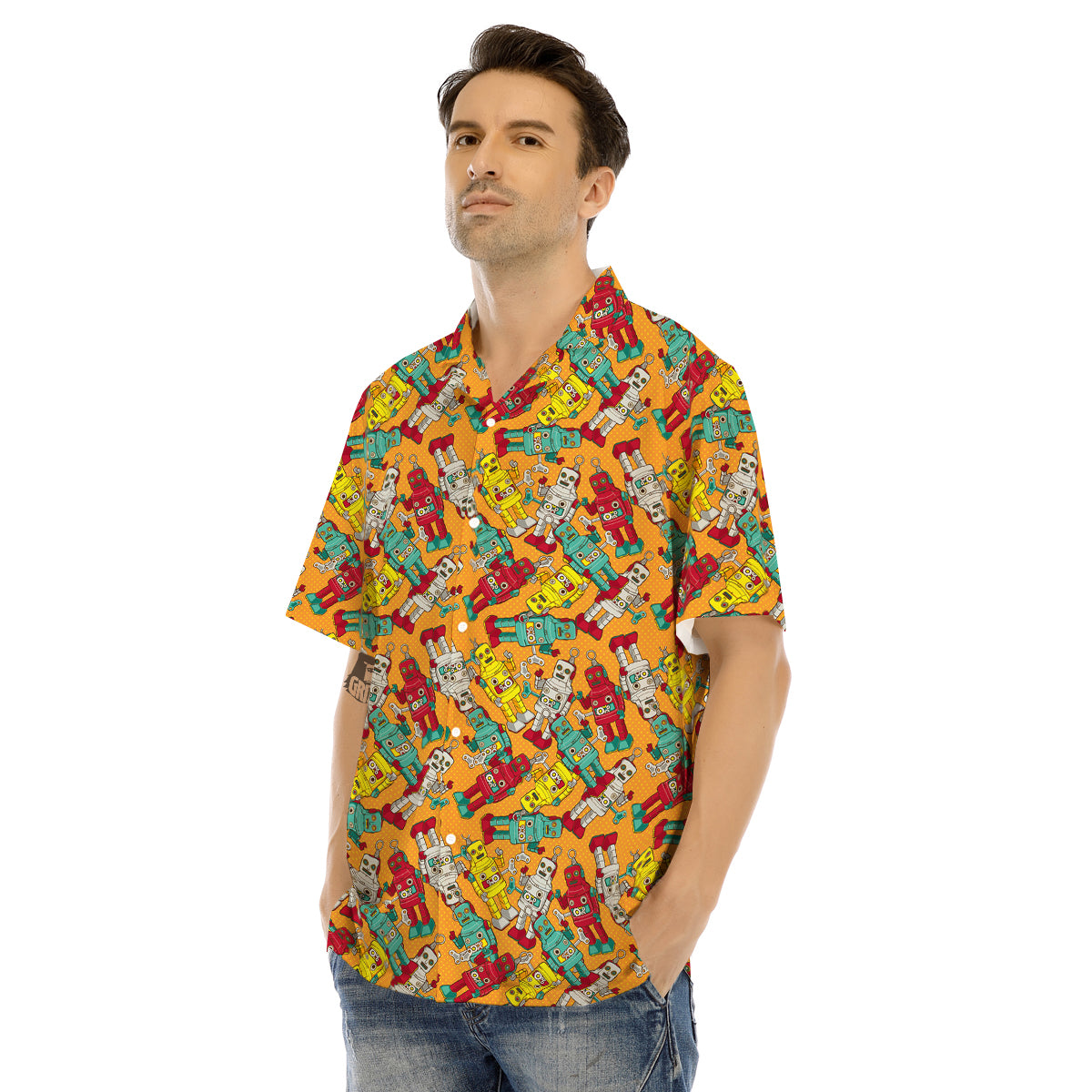 Robot Toy Vintage Print Pattern Men's Hawaiian Shirt-grizzshop