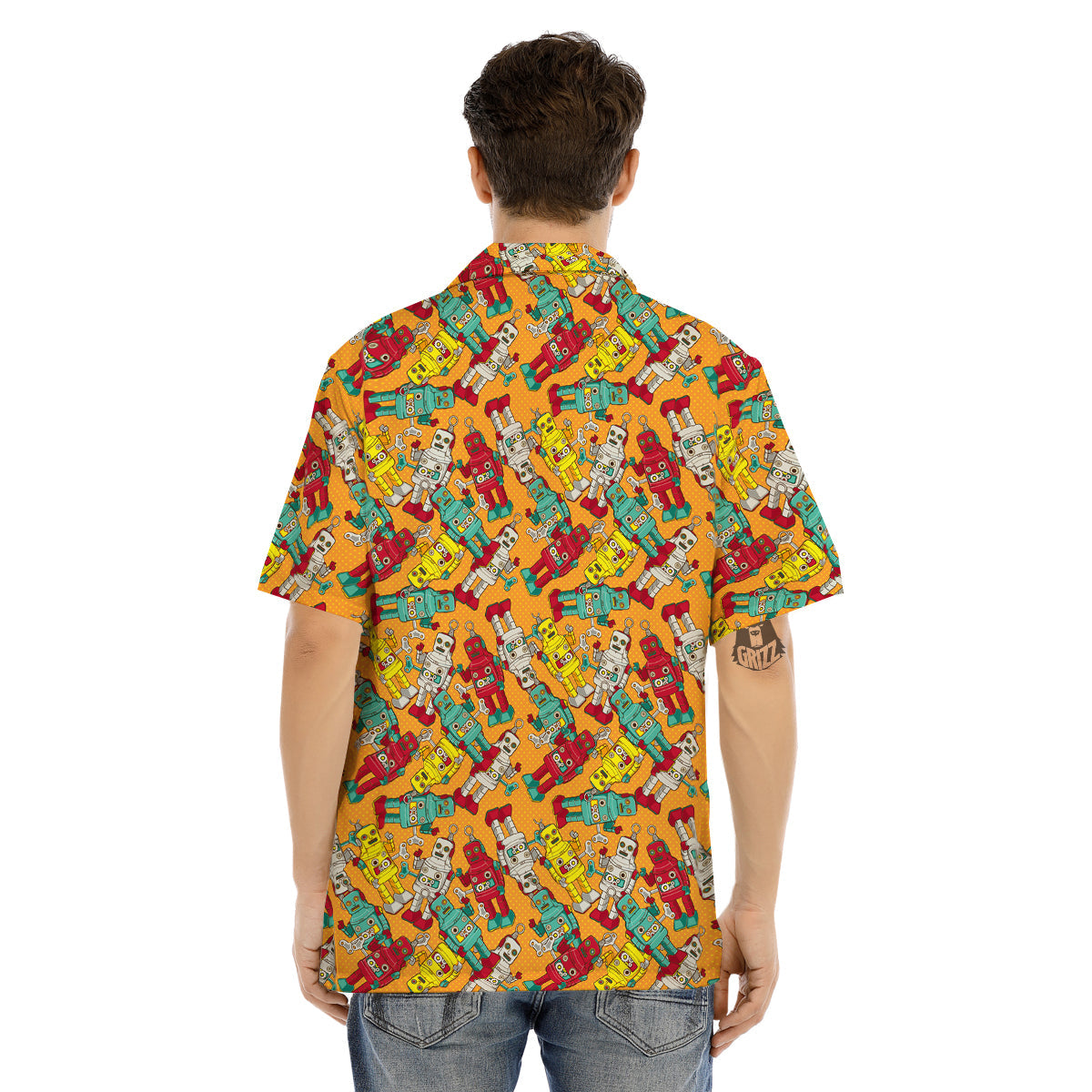 Robot Toy Vintage Print Pattern Men's Hawaiian Shirt-grizzshop