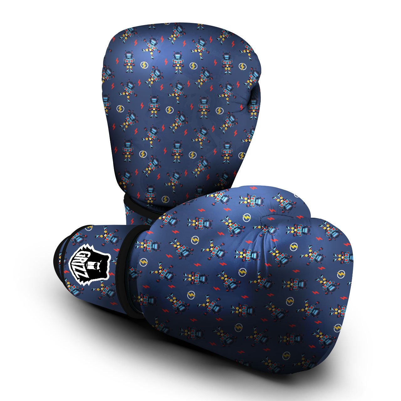 Robot Vintage Print Pattern Boxing Gloves-grizzshop