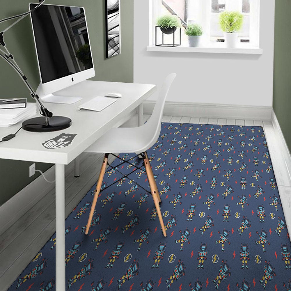 Robot Vintage Print Pattern Floor Mat-grizzshop