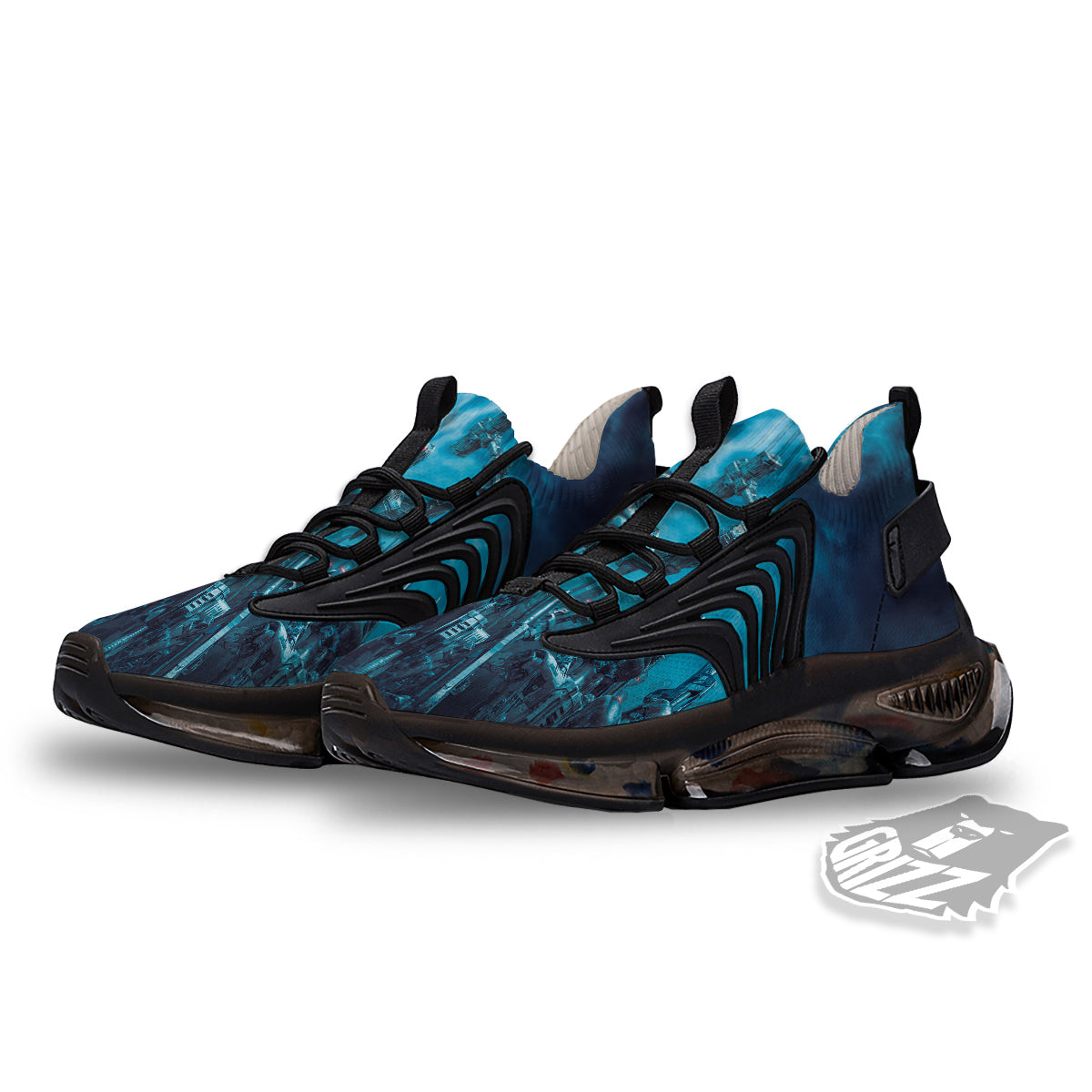 Robot War Print Black Gym Shoes-grizzshop