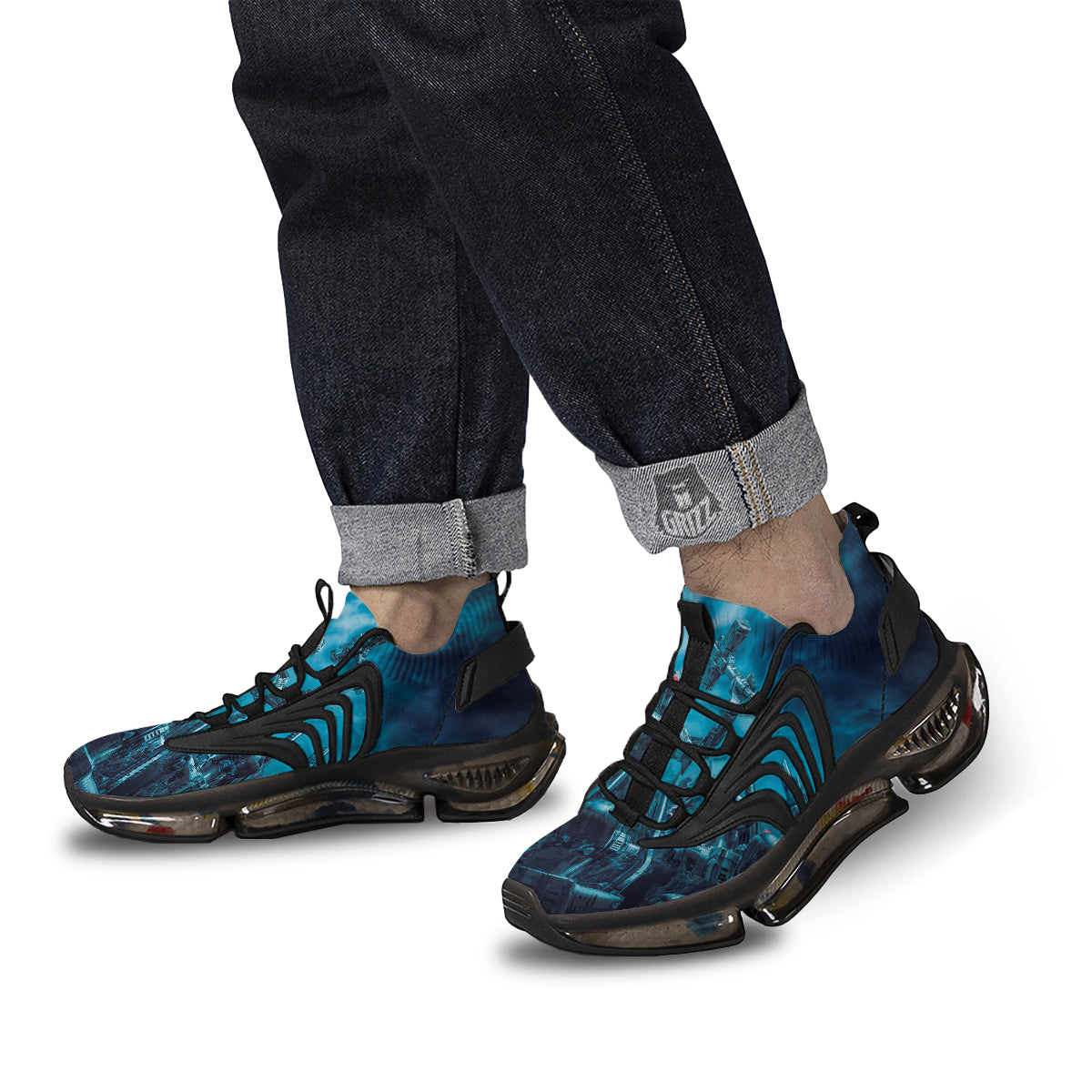 Robot War Print Black Gym Shoes-grizzshop