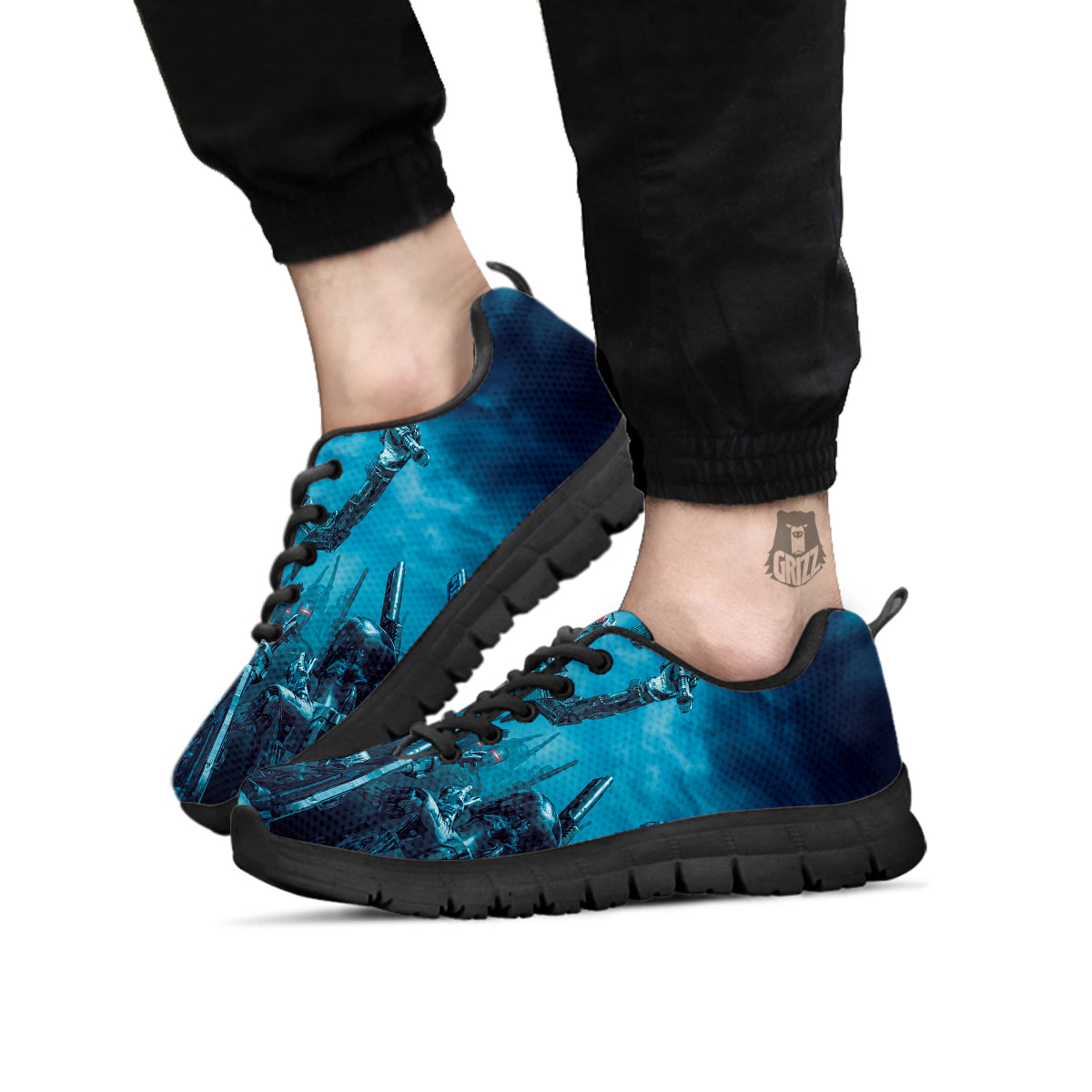Robot War Print Black Sneaker-grizzshop