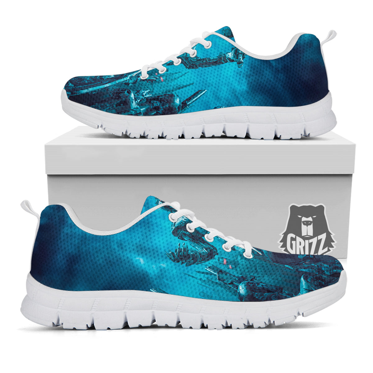 Robot War Print White Sneaker-grizzshop