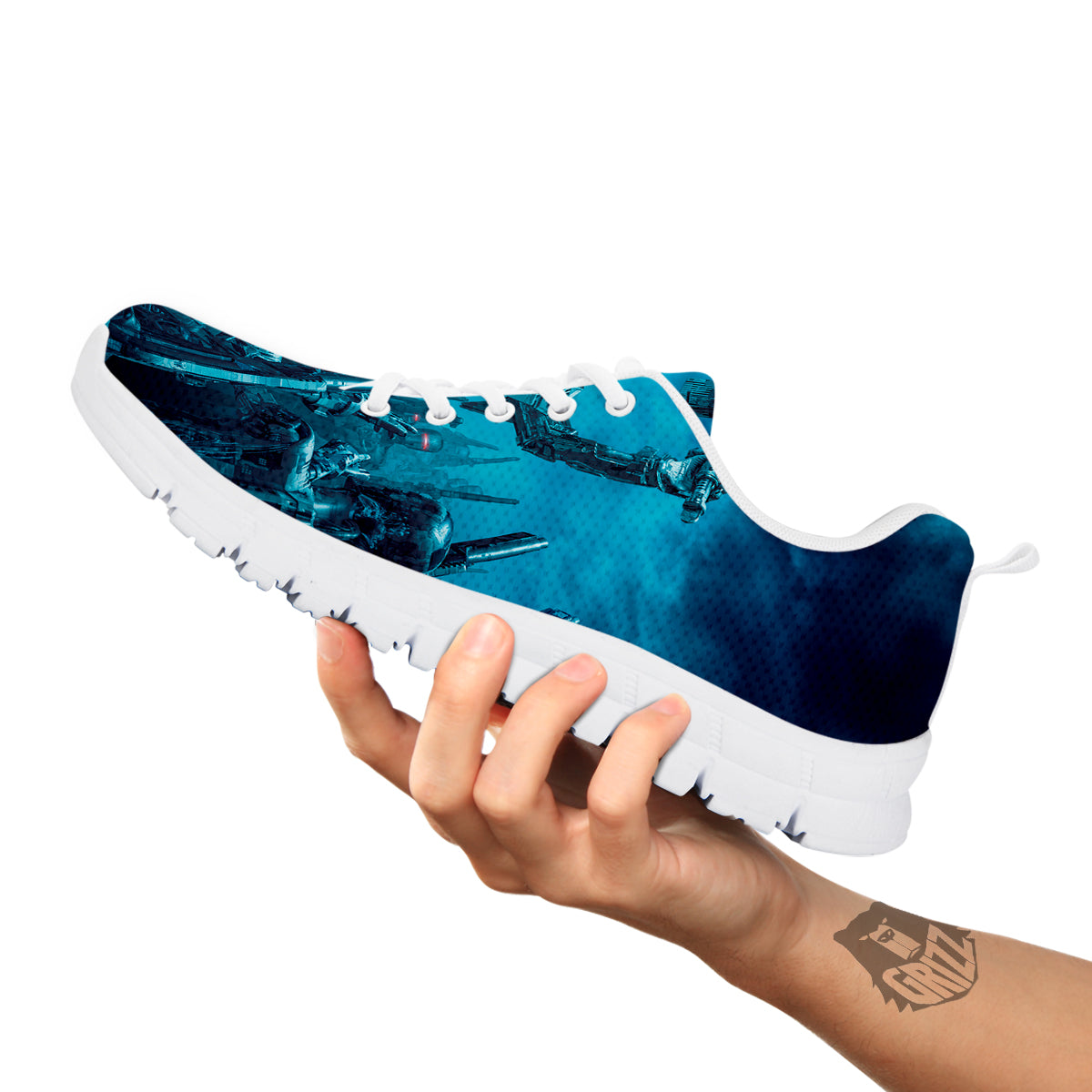 Robot War Print White Sneaker-grizzshop