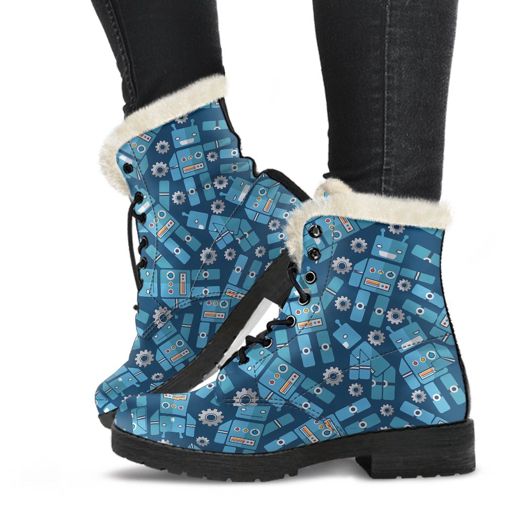 Robot Cyborg Pattern Print Comfy Winter Boots-grizzshop
