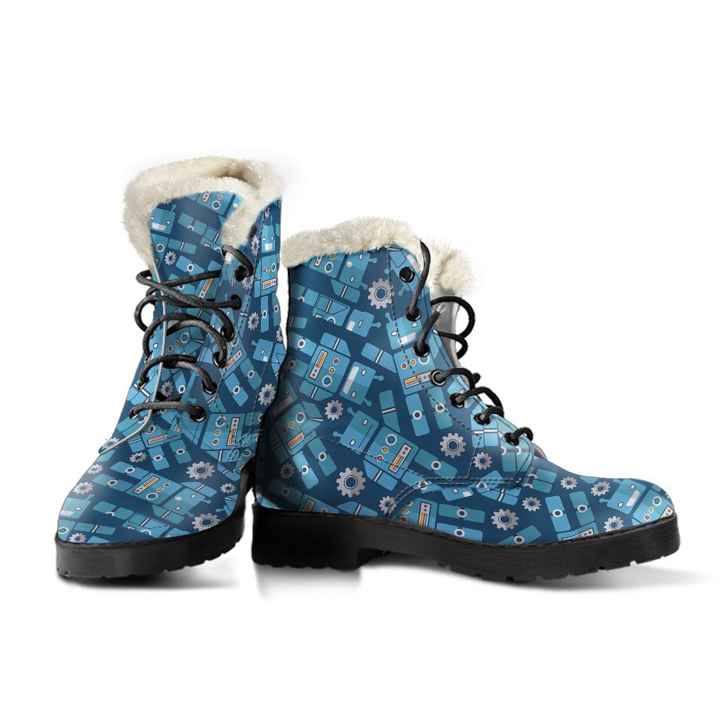Robot Cyborg Pattern Print Comfy Winter Boots-grizzshop