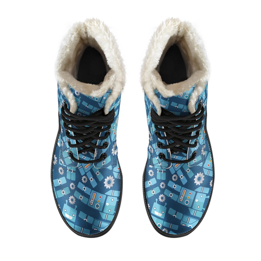 Robot Cyborg Pattern Print Comfy Winter Boots-grizzshop