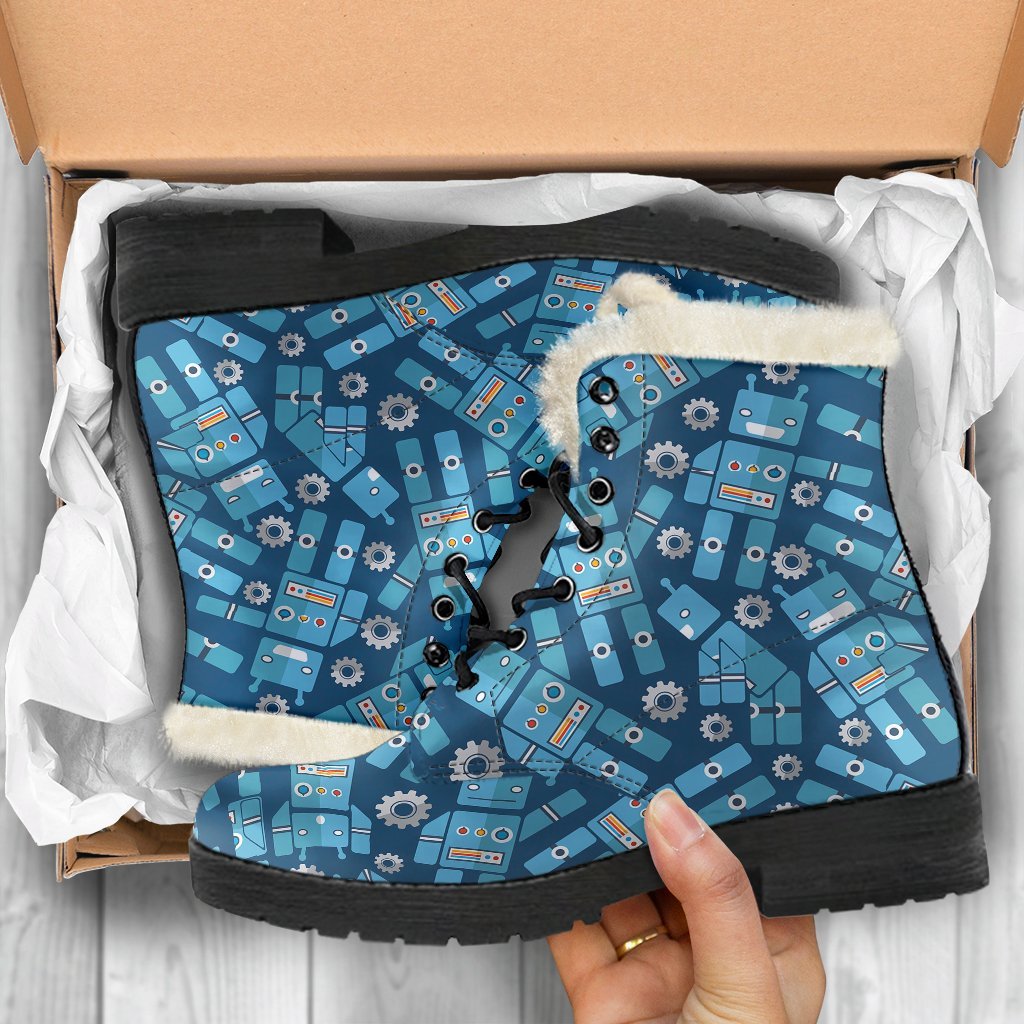 Robot Cyborg Pattern Print Comfy Winter Boots-grizzshop