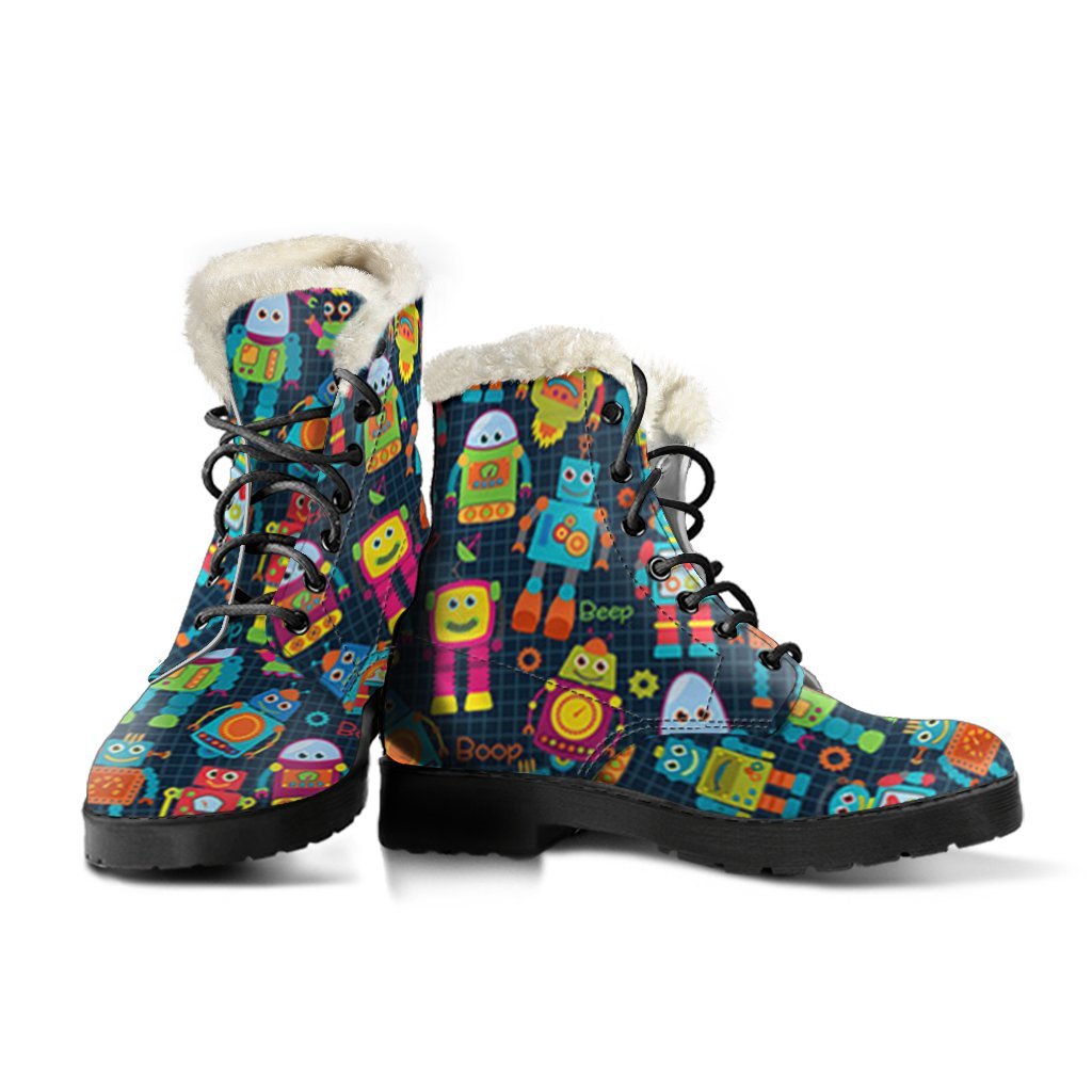 Robot Cyborg Print Pattern Comfy Winter Boots-grizzshop