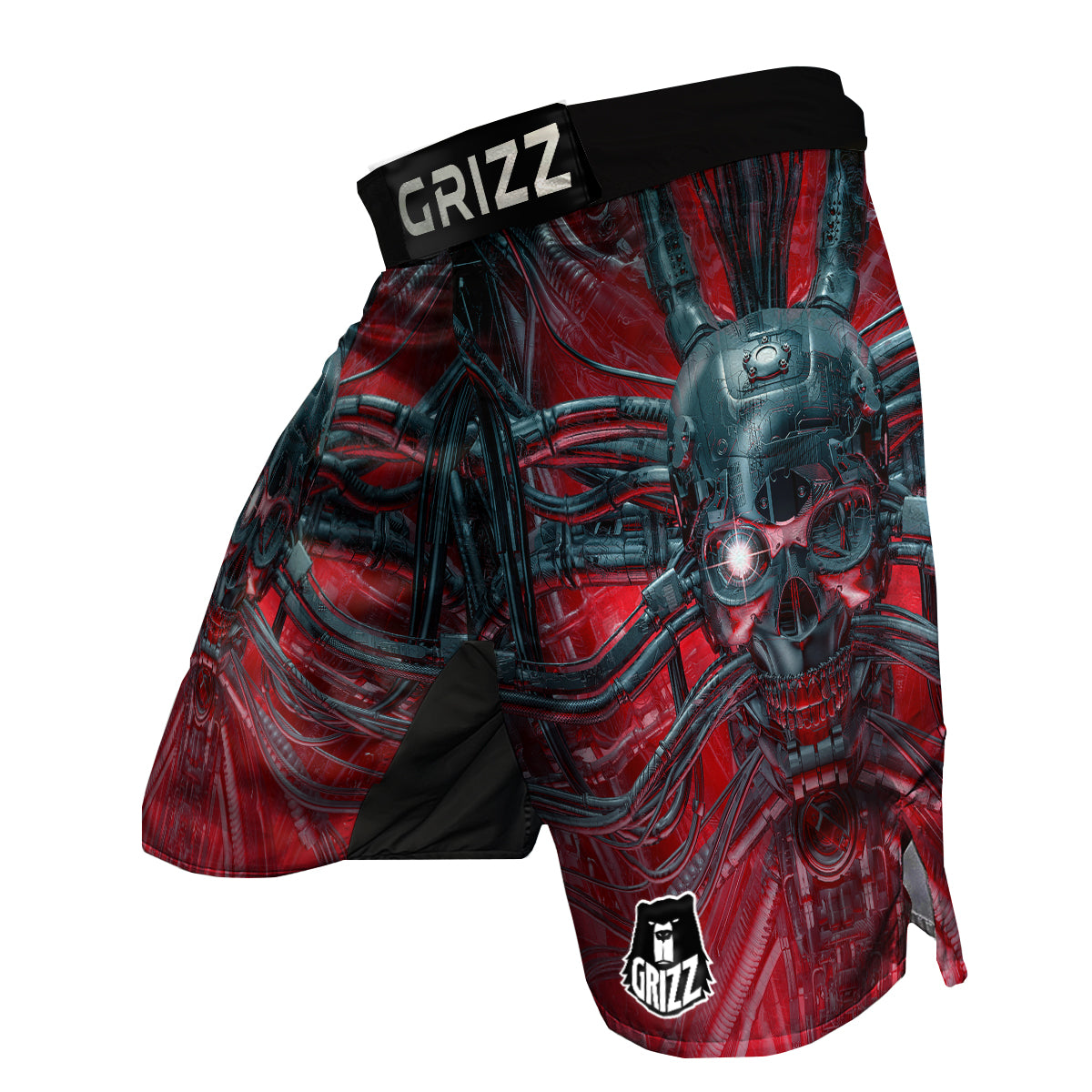 Robotic Skull Print MMA Shorts-grizzshop
