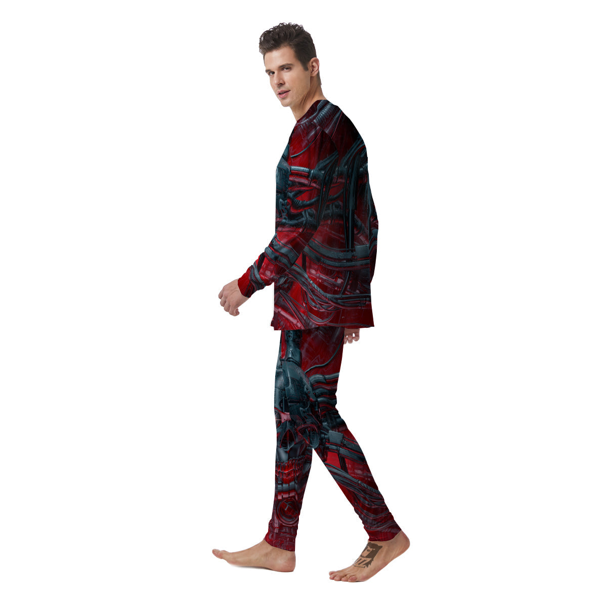 Robotic Skull Print Men's Pajamas-grizzshop