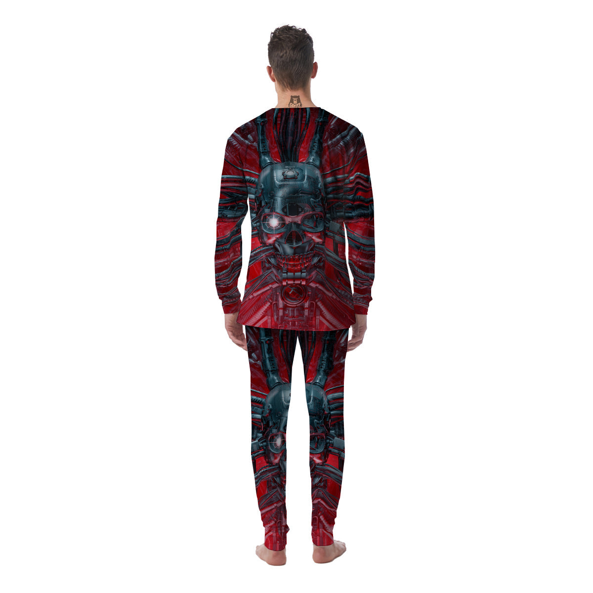 Robotic Skull Print Men's Pajamas-grizzshop