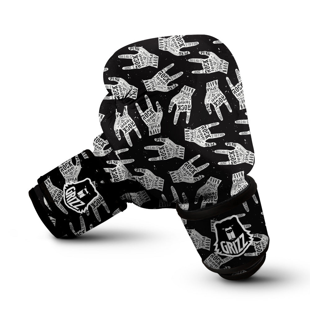 Rock And Roll Vintage Style Print Pattern Boxing Gloves-grizzshop