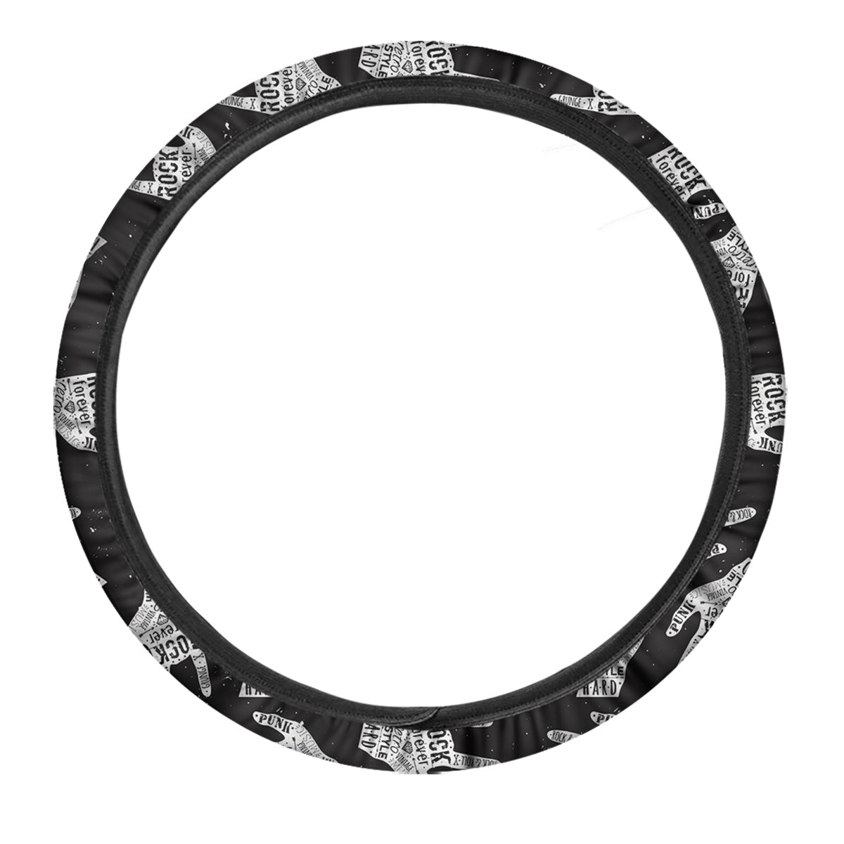 Rock And Roll Vintage Style Print Pattern Car Steering Wheel Cover-grizzshop