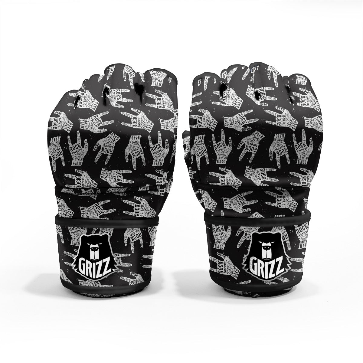 Rock And Roll Vintage Style Print Pattern MMA Gloves-grizzshop