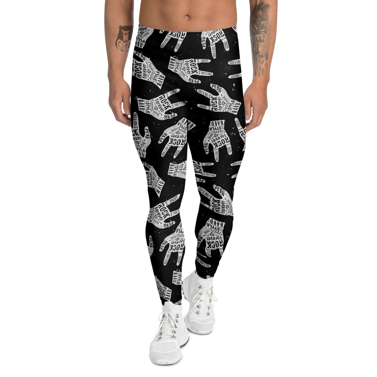 Rock And Roll Vintage Style Print Pattern Men's Leggings-grizzshop