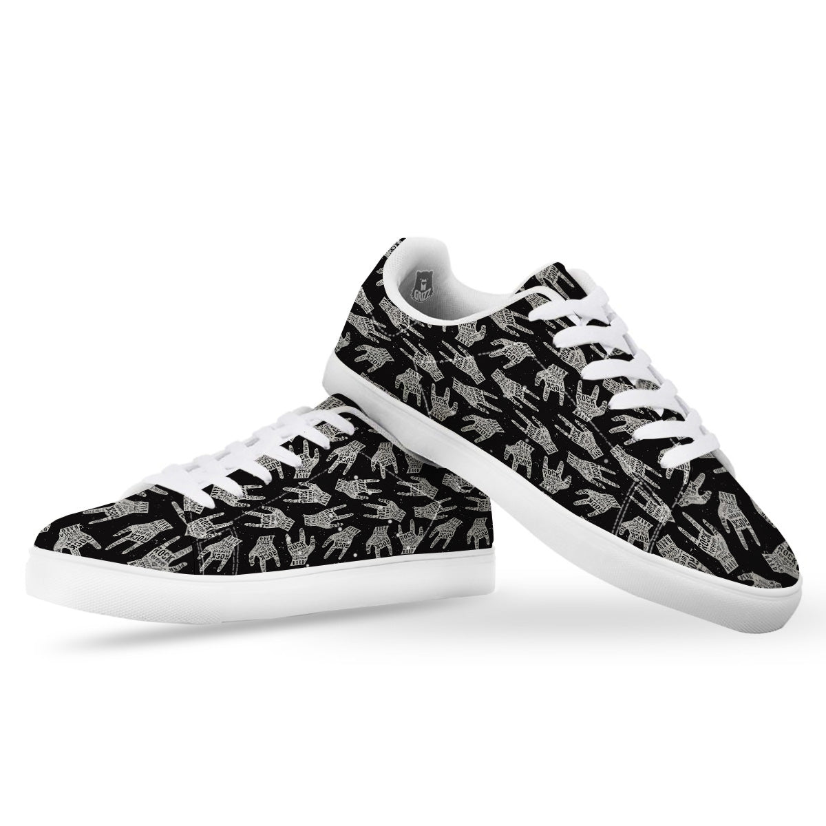 Rock And Roll Vintage Style Print Pattern White Low Top Sneakers-grizzshop