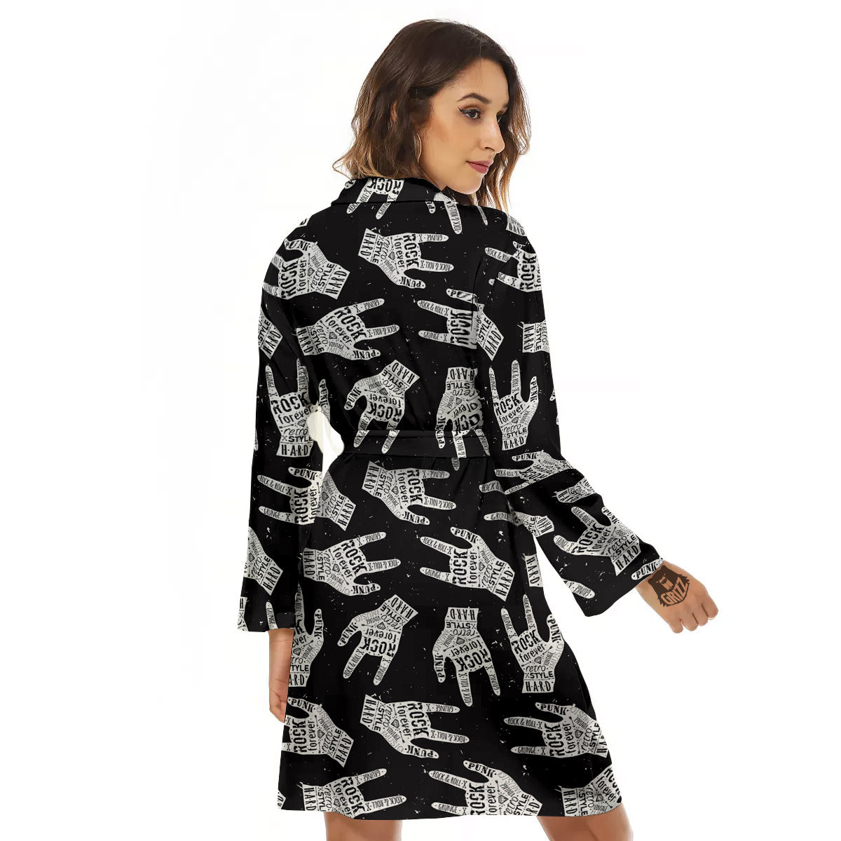 Rock And Roll Vintage Style Print Pattern Women's Robe-grizzshop