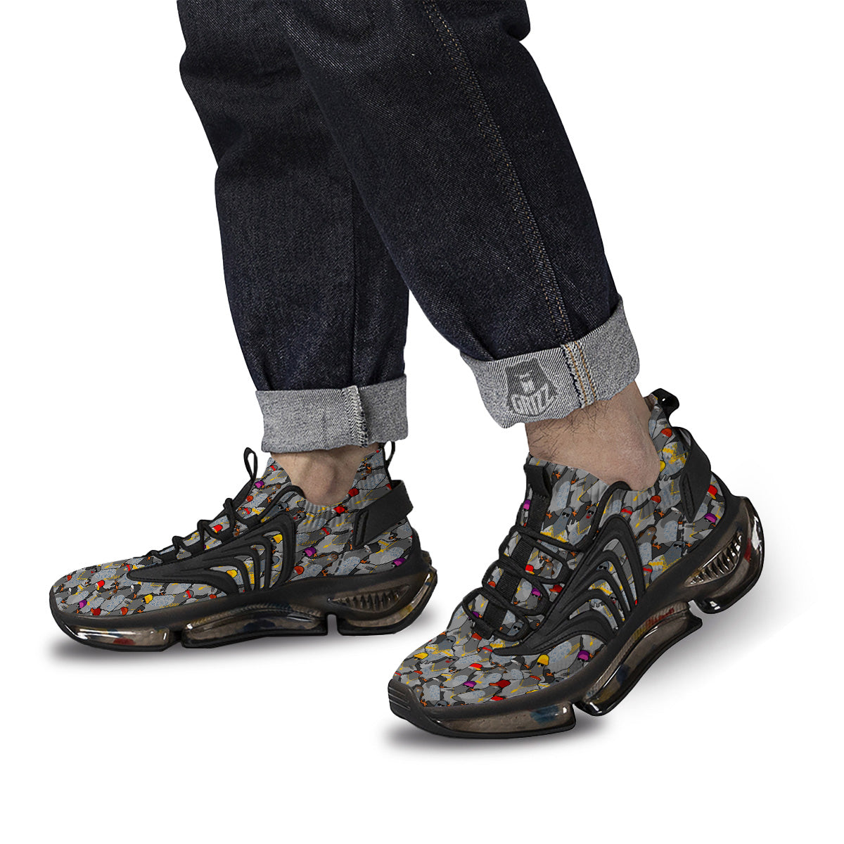 Rock Drove Gangster Print Pattern Black Gym Shoes-grizzshop