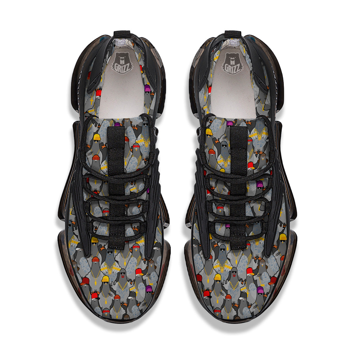 Rock Drove Gangster Print Pattern Black Gym Shoes-grizzshop
