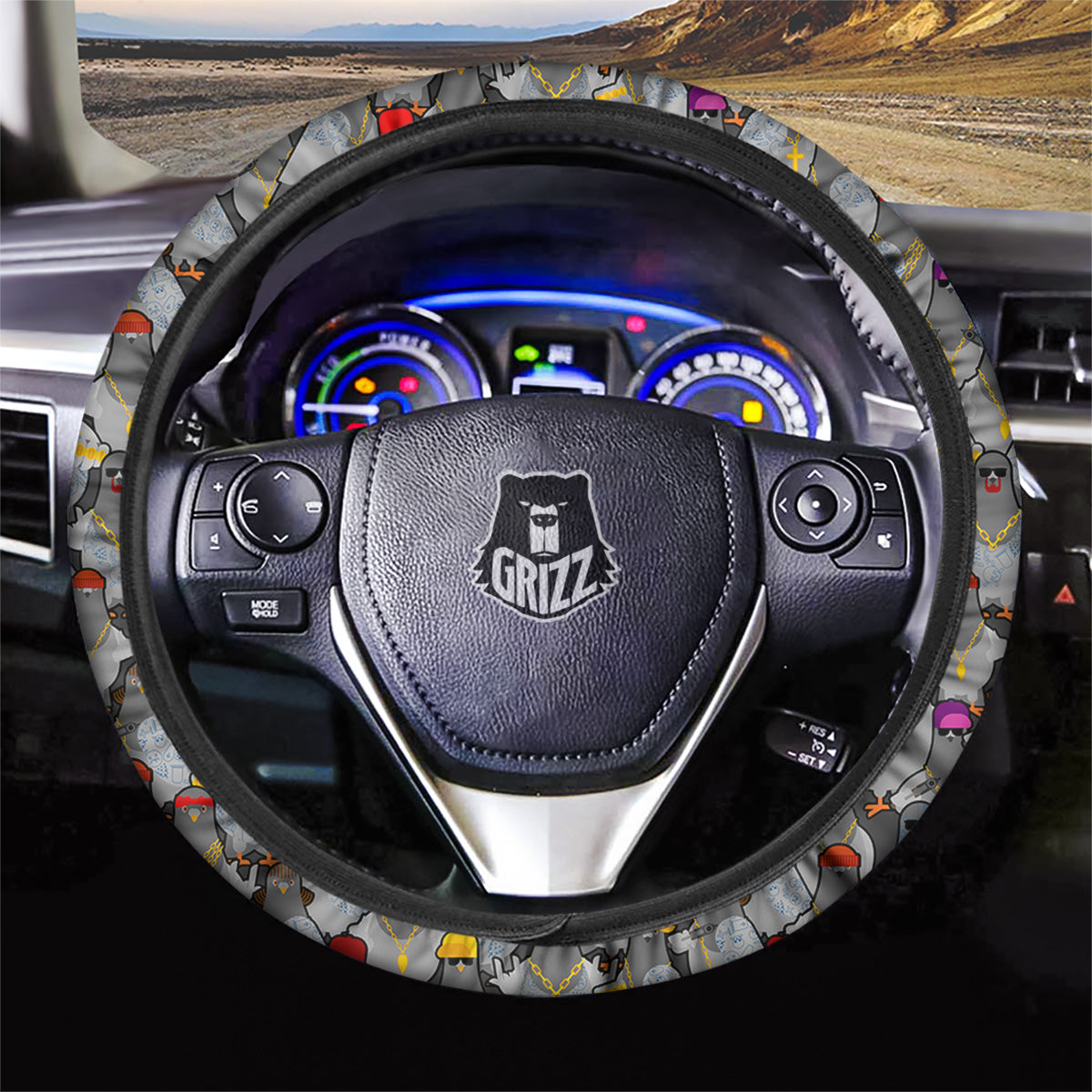 Rock Drove Gangster Print Pattern Car Steering Wheel Cover-grizzshop