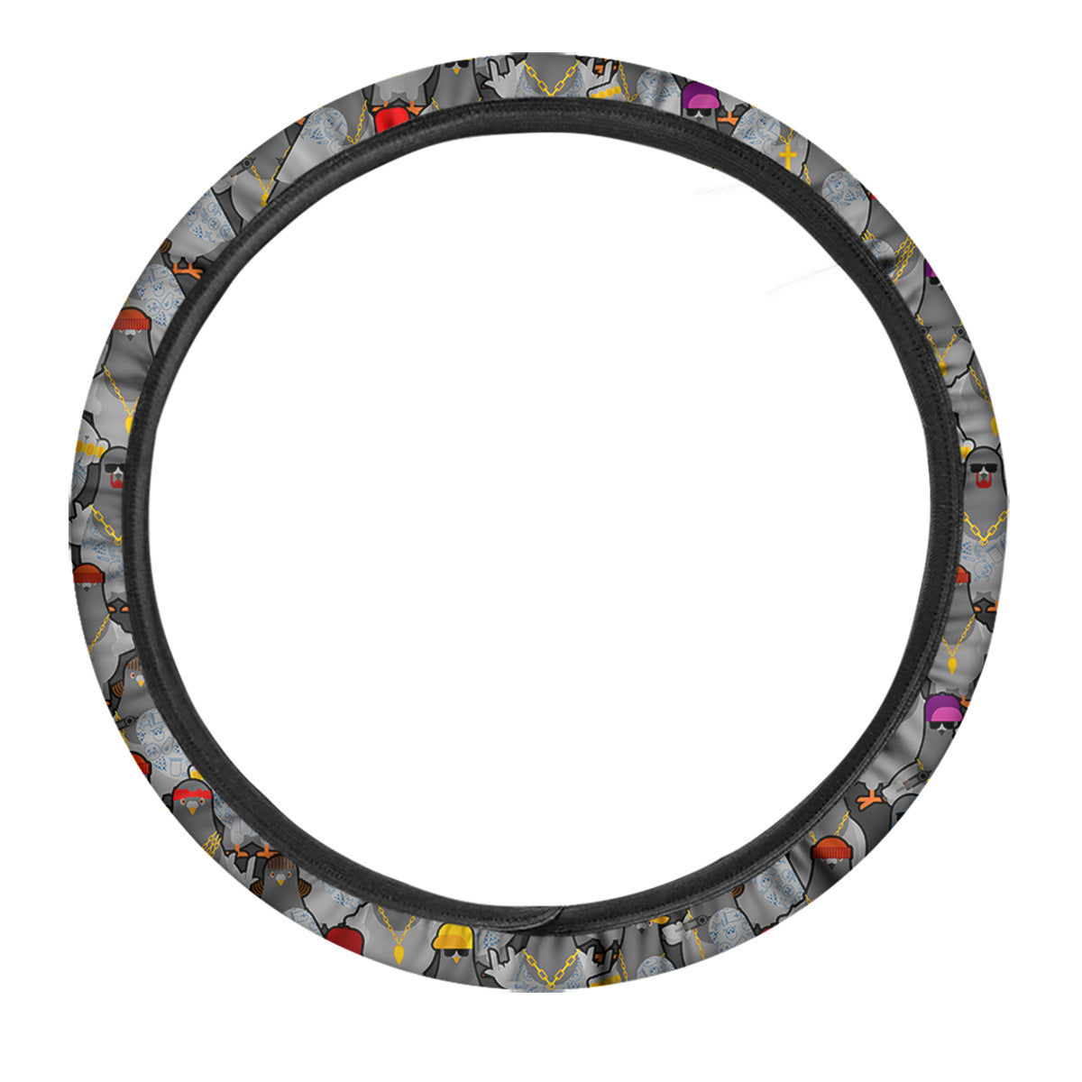 Rock Drove Gangster Print Pattern Car Steering Wheel Cover-grizzshop