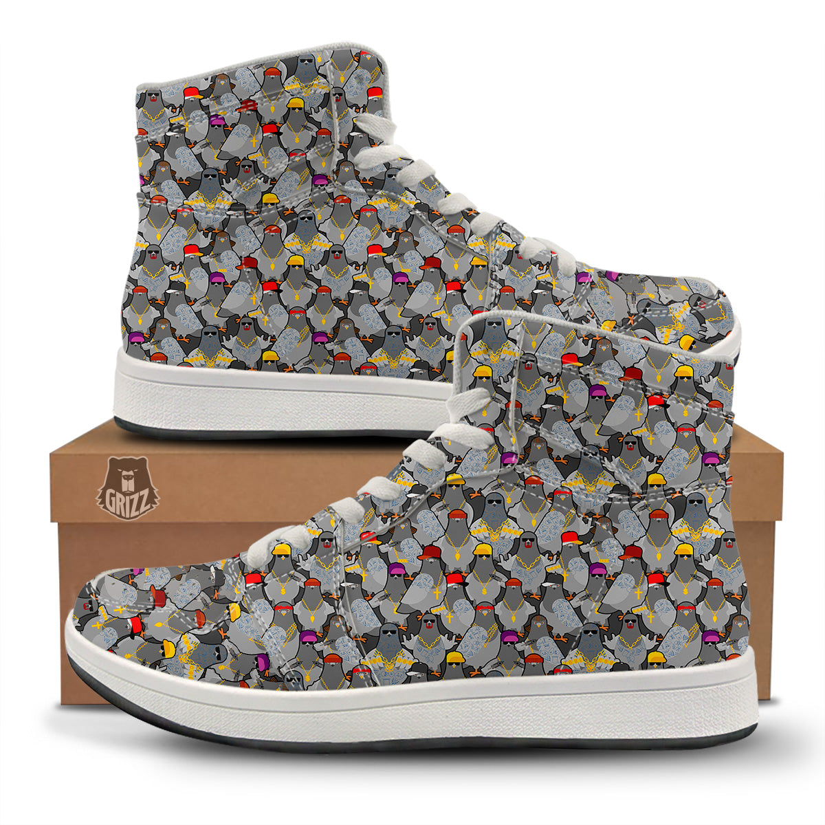Rock Drove Gangster Print Pattern High Top Sneakers-grizzshop