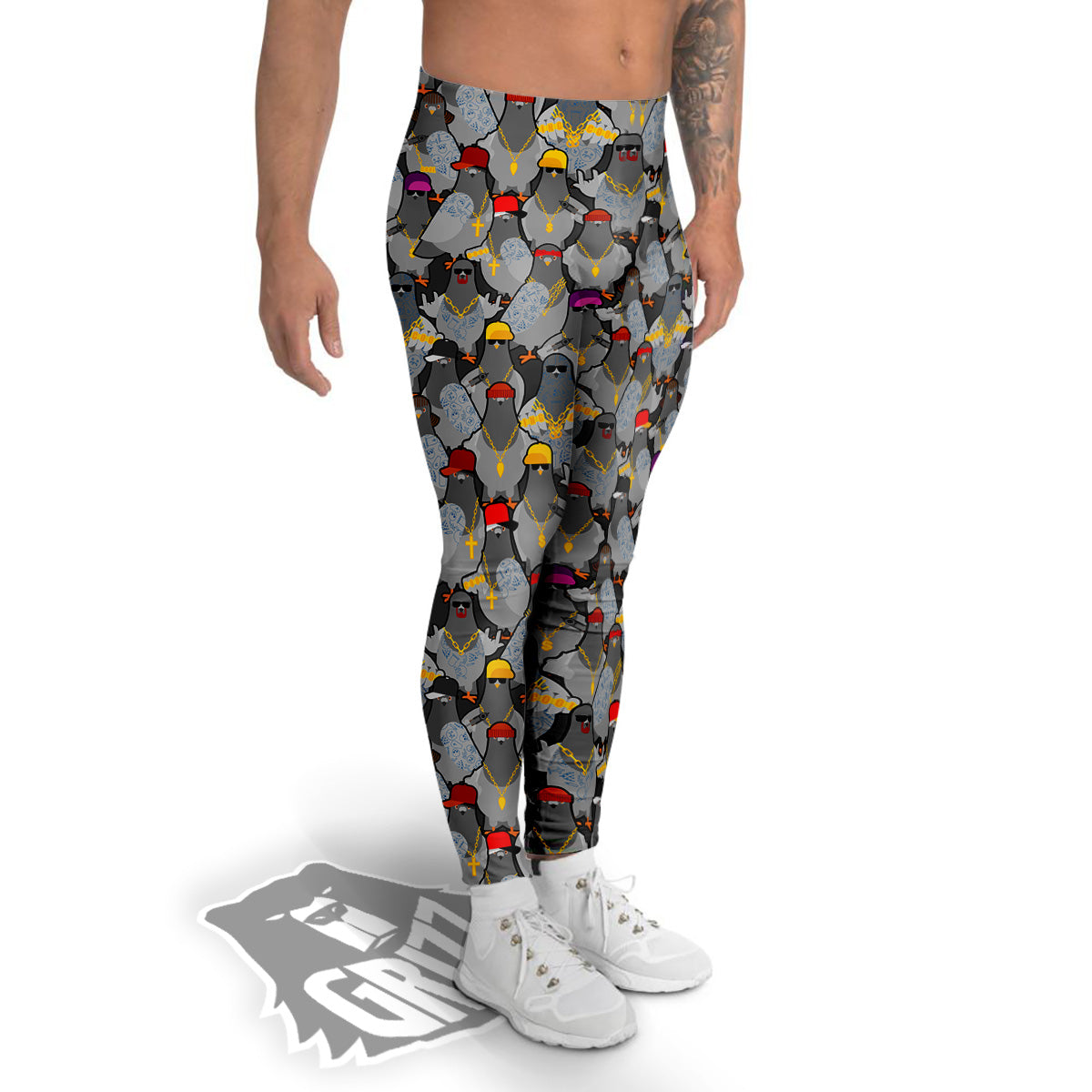 Rock Drove Gangster Print Pattern Men's Leggings-grizzshop