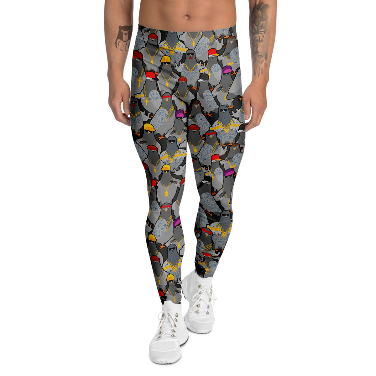 Rock Drove Gangster Print Pattern Men's Leggings-grizzshop