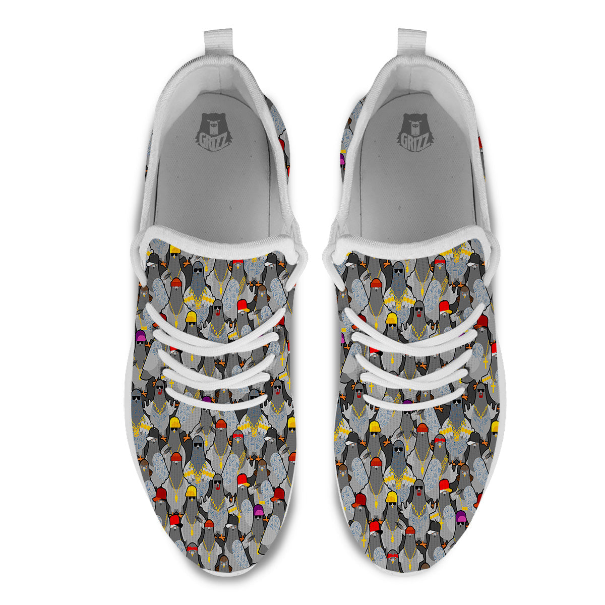 Rock Drove Gangster Print Pattern White Athletic Shoes-grizzshop